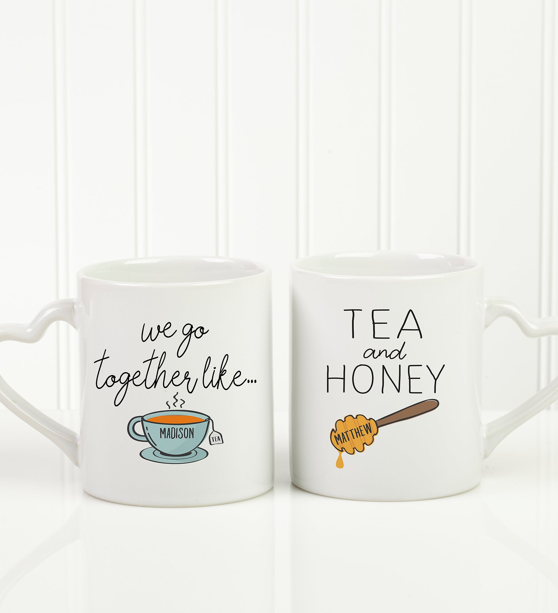We Go Together Like Tea & Honey Personalized Coffee Mug Set